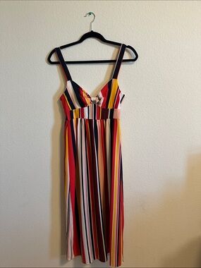Striped Multi-Color Sundress with V-Neck